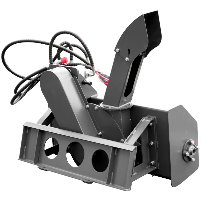 Mini skid steer loader snow thrower attachment