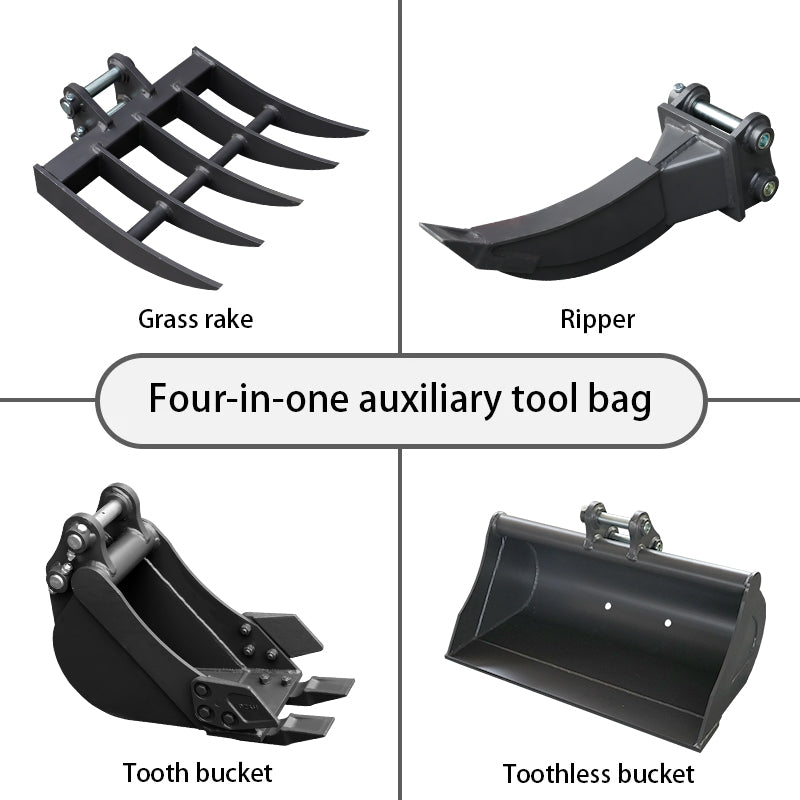 Toothless bucket rake ripper for 2 ton mini excavators